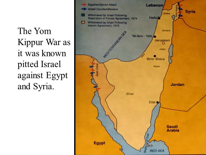 The Yom Kippur War as  it was known pitted Israel against Egypt and